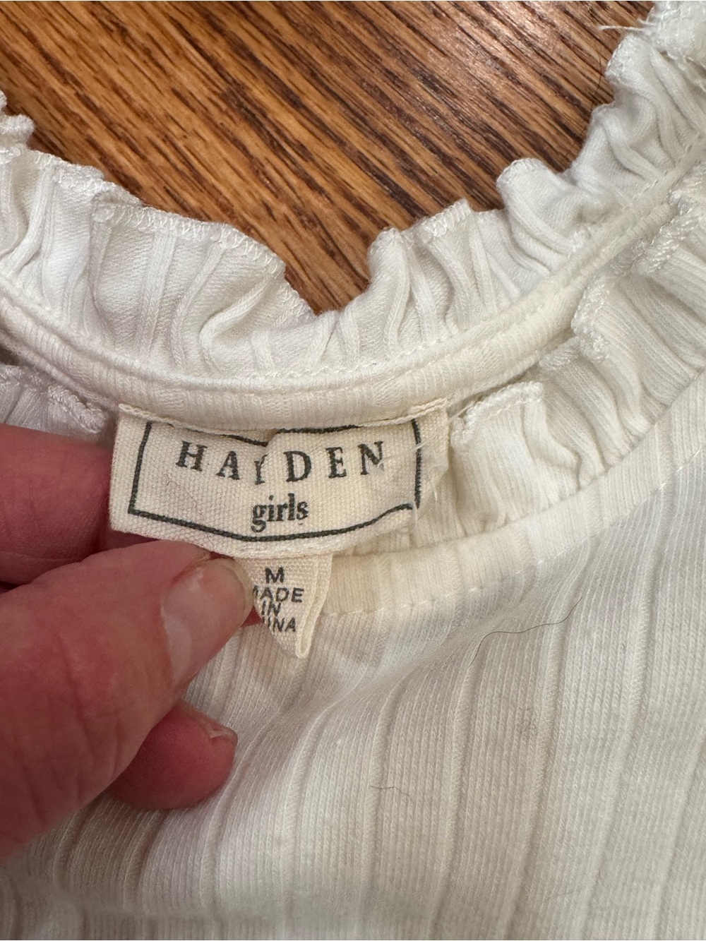 Hayden Girls Cream Ruffled Sleeveless Ribbed Tank Top - Picture 3 of 3